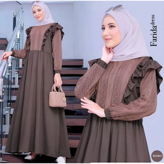 Gamis TERBARU FARIDA DRESS MC SIZE M L XL XXL ชุดเดรสสั้น แขนสั้น สีน้ําตาล สําหรับผู้หญิง | ชุดเดรสเชิญชาวมุสลิม สไตล์เกาหลี สําหรับผู้หญิง