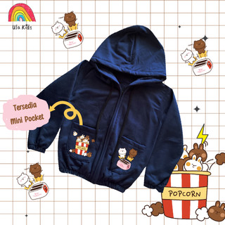 Jacket Zipper Pocket Anak Ula Kids 1 - 6 Tahun Bear Food