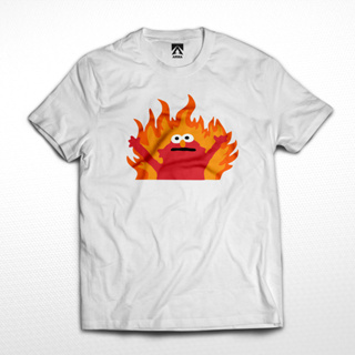 เสื้อยืด พิมพ์ลายการ์ตูน Elmo burning สําหรับผู้ชาย และผู้หญิง