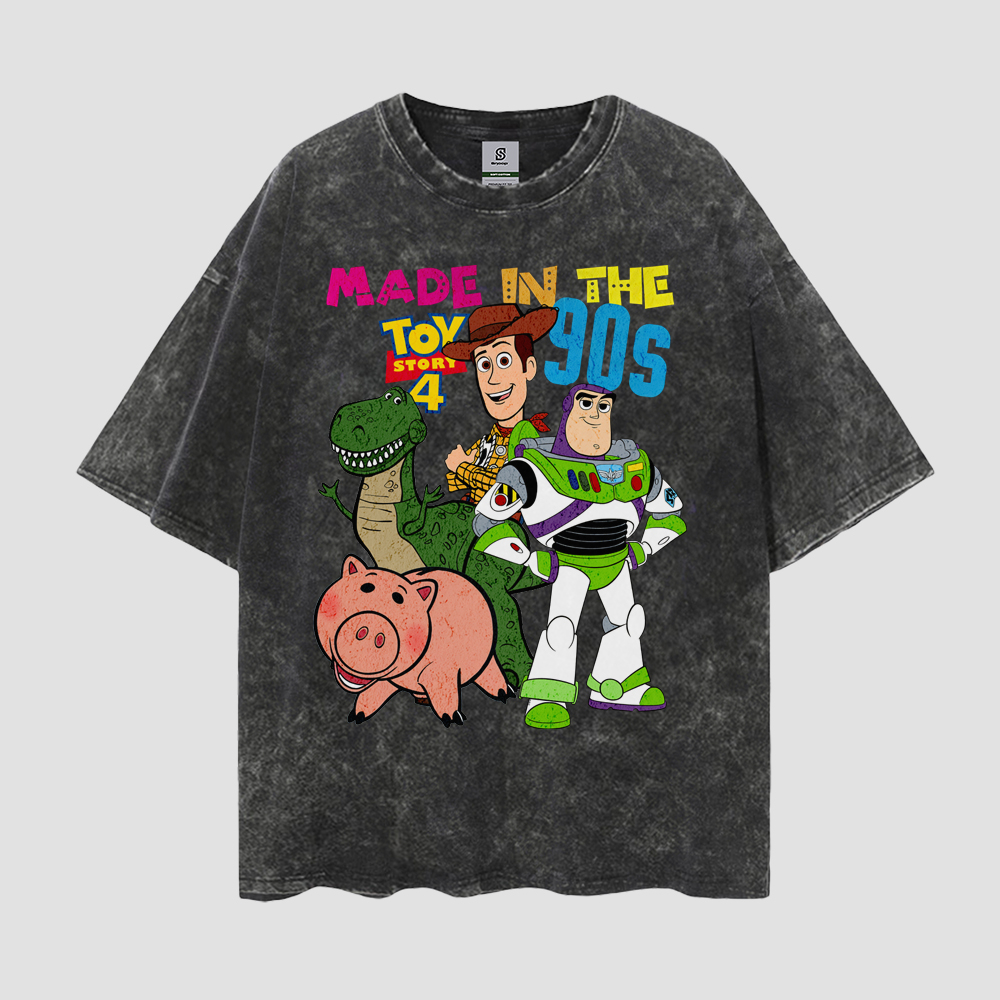 Toy Story Made In The 90s Vintage Style Oversize Washed Tee