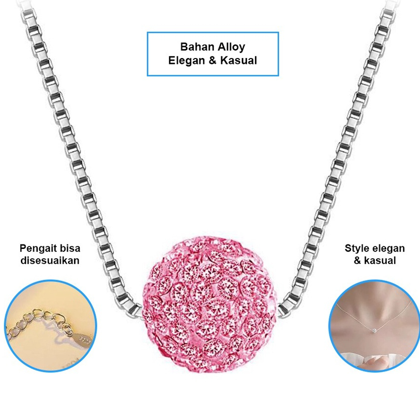 Harmony คริสตัลสร้อยคอสแตนเลส H16 Cool จี้สร้อยคอรอบ Ball เครื่องประดับหรูหราหญิงแฟชั่น B15