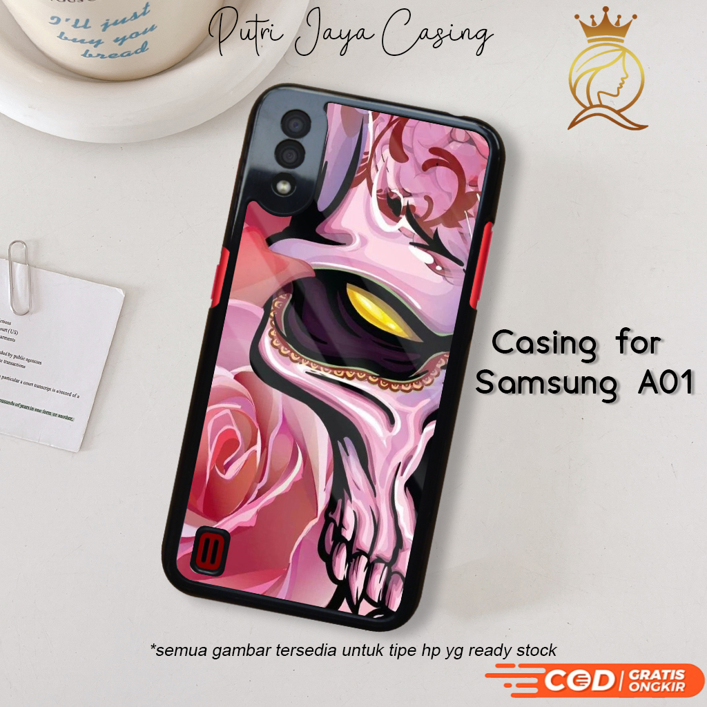 Samsung A01 Aesthetic Motif GRFTY 06 ล่าสุดหรูหราปลอกน่ารัก Cool Plain Wavy Wave สายคล้องน่ารัก Aest