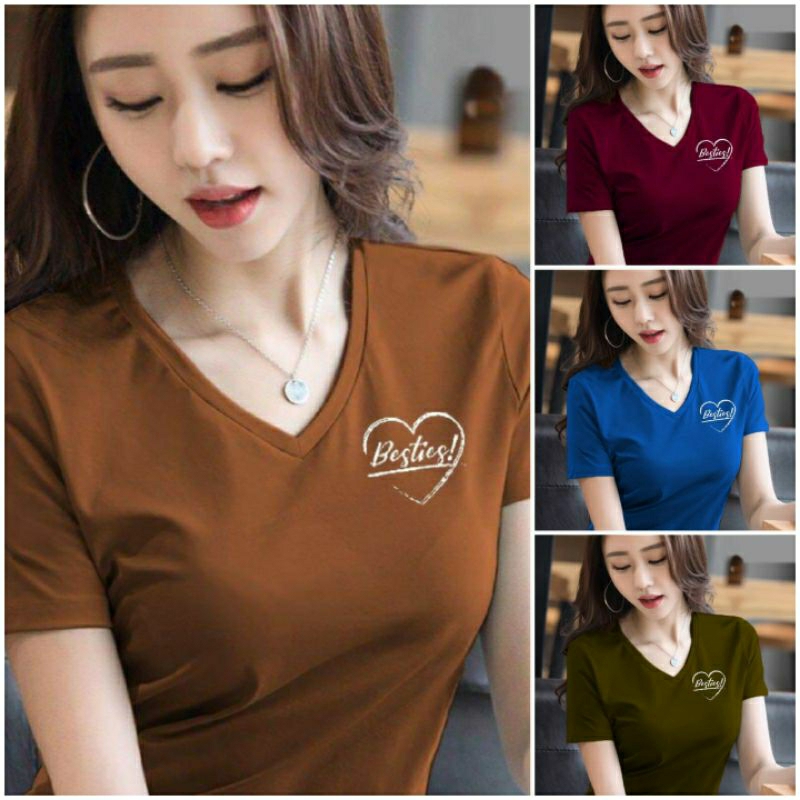 เสื้อยืดแขนสั้น V-NECK สําหรับผู้หญิง
