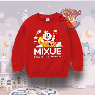 เสื้อกันหนาว พิมพ์ลายตัวอักษร MIXUE ICE CREAM TEA สําหรับเด็ก