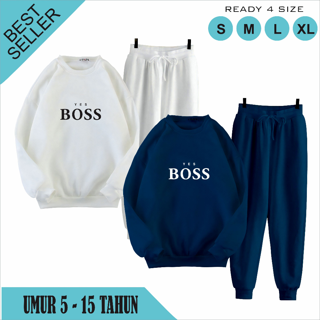 Yess Boss 5-15 Year Old Kids Crewneck Suit