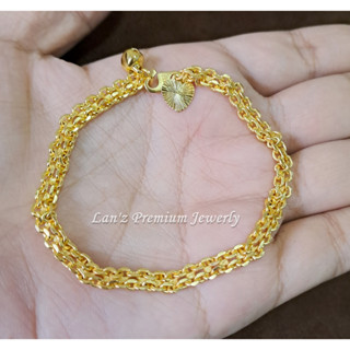 Lanz สร้อยข้อมือโซ่ธรรมดา SS17 ไทเทเนียม ทอง 24K