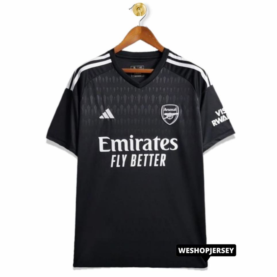 เสื้อกีฬาแขนสั้น ลายทีมชาติฟุตบอล Arsenal 2023 2024 Jersey Arsenal Gk สีดํา 23 24