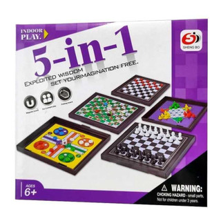 Mainan Anak Keluarga Board Game 5 In 1 3 In 1 Magnet Ludo Catur Halma Ular Tangga Kartu Playing
