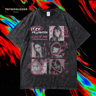 เสื้อยืด พิมพ์ลาย Tryworldbdg OFFICIAL "ITZY" | เสื้อเชิ้ต ซักได้ | หินล้าง | เสื้อยืด ขนาดใหญ่ | เสื้อยืด ลาย Itzy YEAR BOOK WASHING VINTAGE