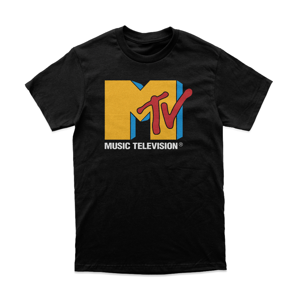 MTV เสื้อยืดโทรทัศน์เพลงวินเทจ "MTV1" สินค้าสีดํา