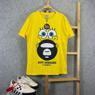 เสื้อยืด BAPE A BATHING APE AAPE X SPONGEBO สีเหลือง