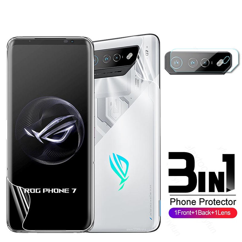 LAYAR ป้องกันหน้าจอสําหรับ Asus ROG Phone 7 Asus ROG Phone 7 Ultimate 3 in 1 แพ็คเกจวัสดุไฮโดรเจล