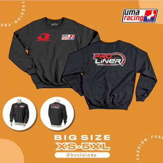 Uma RACING เสื้อแจ็คเก็ตกันหนาว คอกลม ผ้าฟลีซ ขนาดใหญ่ ไซซ์ XS S M L XL XXL 3XL 4XL 5XL