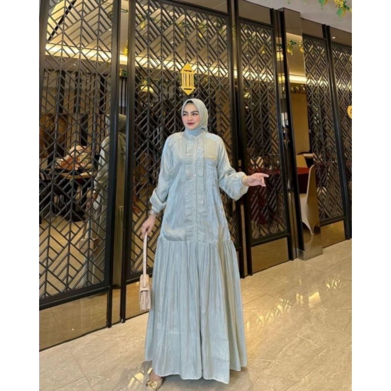 Gamis Shimmer Santorini Silk Premium Indira Dress ชุดเดรสโปโล สไตล์โมเดิร์น สําหรับผู้หญิงมุสลิม 202