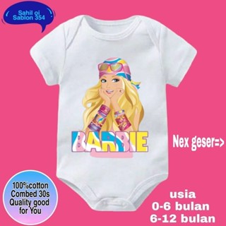 Katun ชุดจั๊มสูท บอดี้สูท ผ้าฝ้าย ลายตัวละคร BABY BARBIE THE MOVIE SERIES สีขาว สําหรับเด็กผู้ชาย และเด็กผู้หญิง 30 วินาที