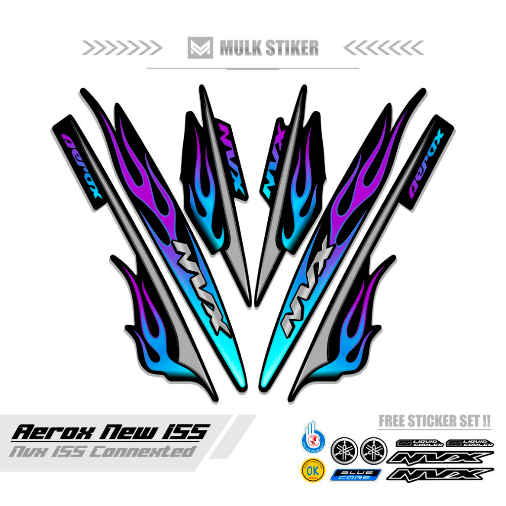 STRIPING AEROX 155 ใหม่ CONNETED MOTIF 44 / สีคอมโบ / ฐานสีดํา / AEROX 155 สติ๊กเกอร์เชื่อมต่อ / AER