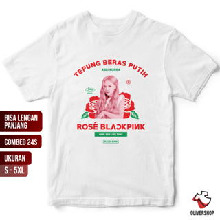 เสื้อยืดแขนยาว พิมพ์ลายโลโก้ BLACKPINK Rice Flour Parody สีขาว สําหรับผู้ชาย และผู้หญิง ไซซ์ 3XL 4XL 5XL 24s