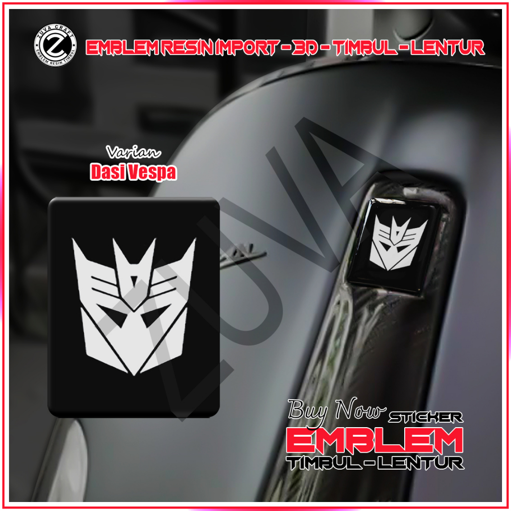 VESPA EMBLEM สติ๊กเกอร์ Decepticon โลโก้นูน EMBLEM VESPA สติ๊กเกอร์ VESPA TIE VESPA FLEXIBLE RESIN V