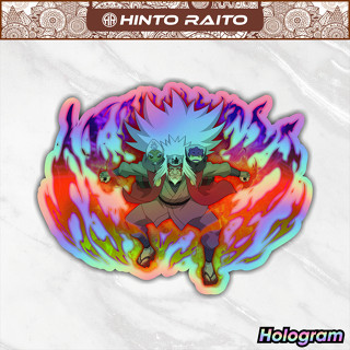 สติกเกอร์ ลายการ์ตูนอนิเมะ Naruto Jiraiya Fire Hologram สําหรับติดตกแต่งหมวกกันน็อค แล็ปท็อป HP