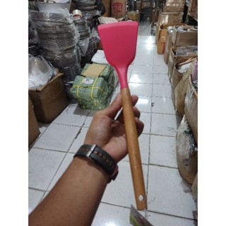  ซิลิโคน SPATULA SPATULA ด้ามจับไม้ ป้องกันการลวก ไม่ติด / ซิลิโคน เกรดอาหาร