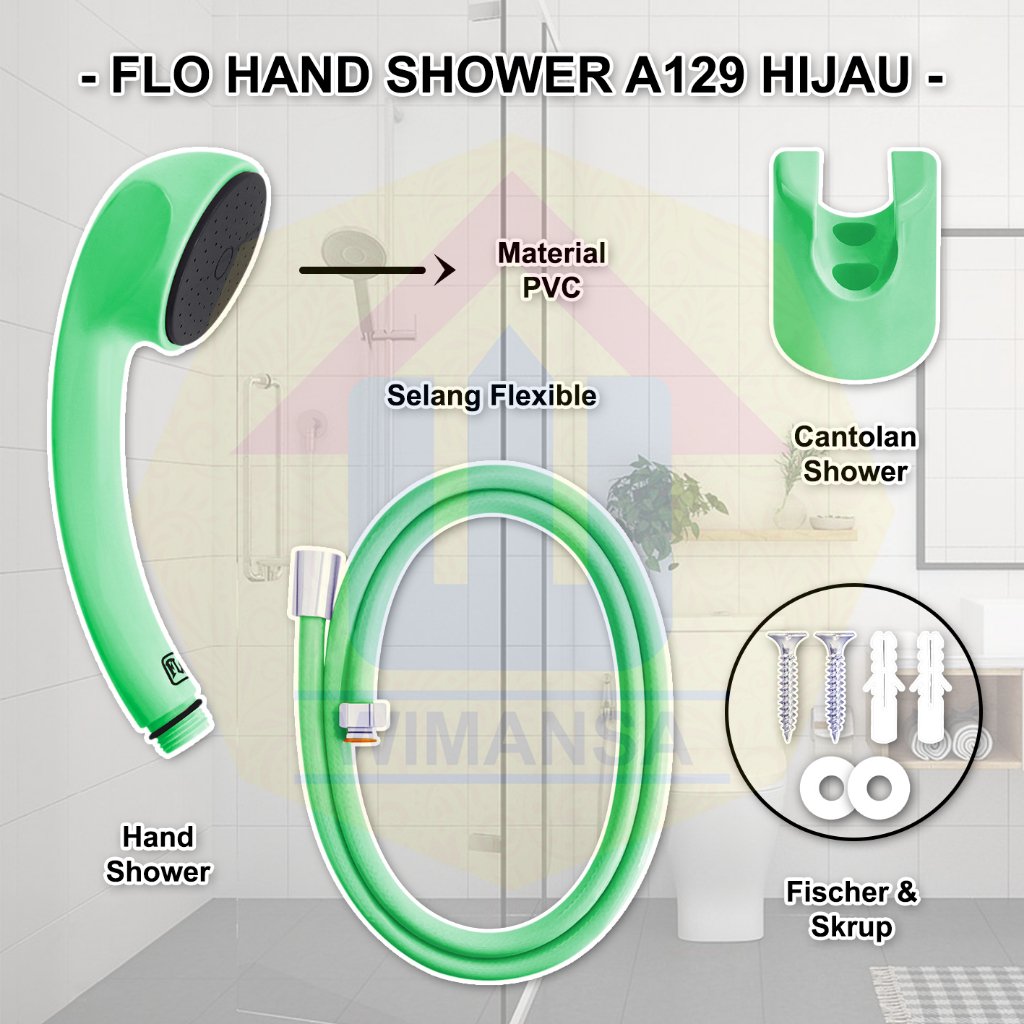 FLO HAND SHOWER A129 + 1.5M PVC HOSE - อาบน้ํา