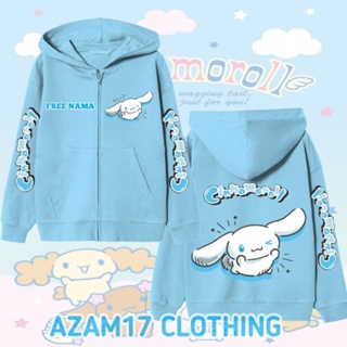 เสื้อแจ็กเก็ตกันหนาว มีฮู้ด แต่งซิป ลายการ์ตูน Cinnamoroll สําหรับเด็กผู้ชาย และเด็กผู้หญิง