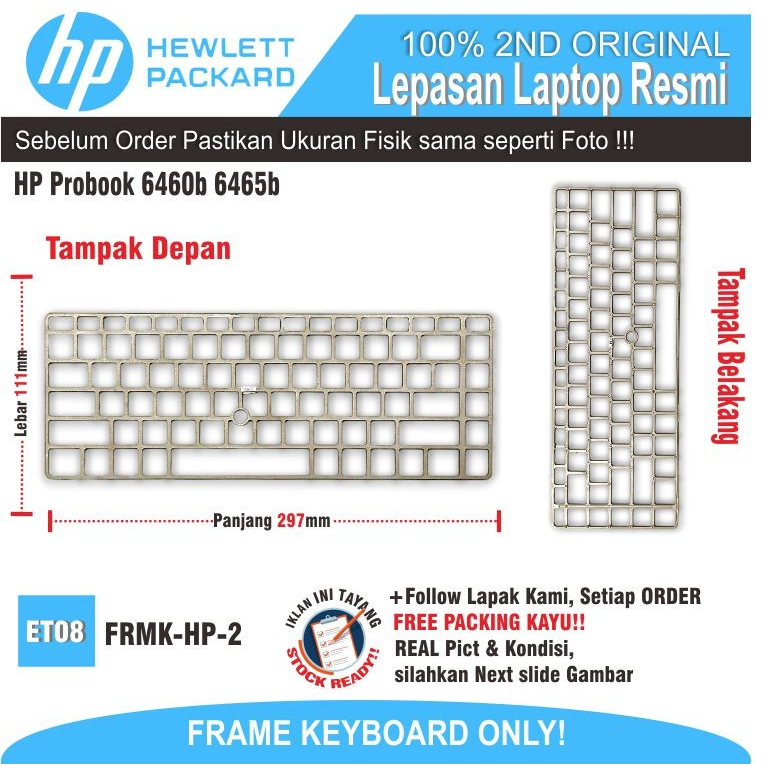 ET08 FRMK-HP-2 FRAME คีย์บอร์ด BRACKET LAPTOP HP Probook 6460b 6465b
