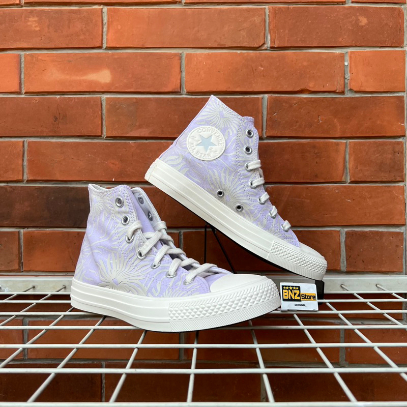 Converse Chuck Taylor All Star รองเท้าผ้าใบ ลายดอกไม้ สีม่วง