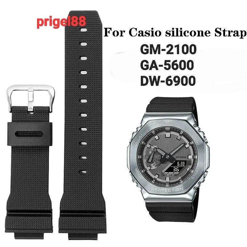 สายนาฬิกาข้อมือ สีดํา สําหรับ Casio G-shock GM 2100 GM-2100 GA5600 GA-5600 DW-6900