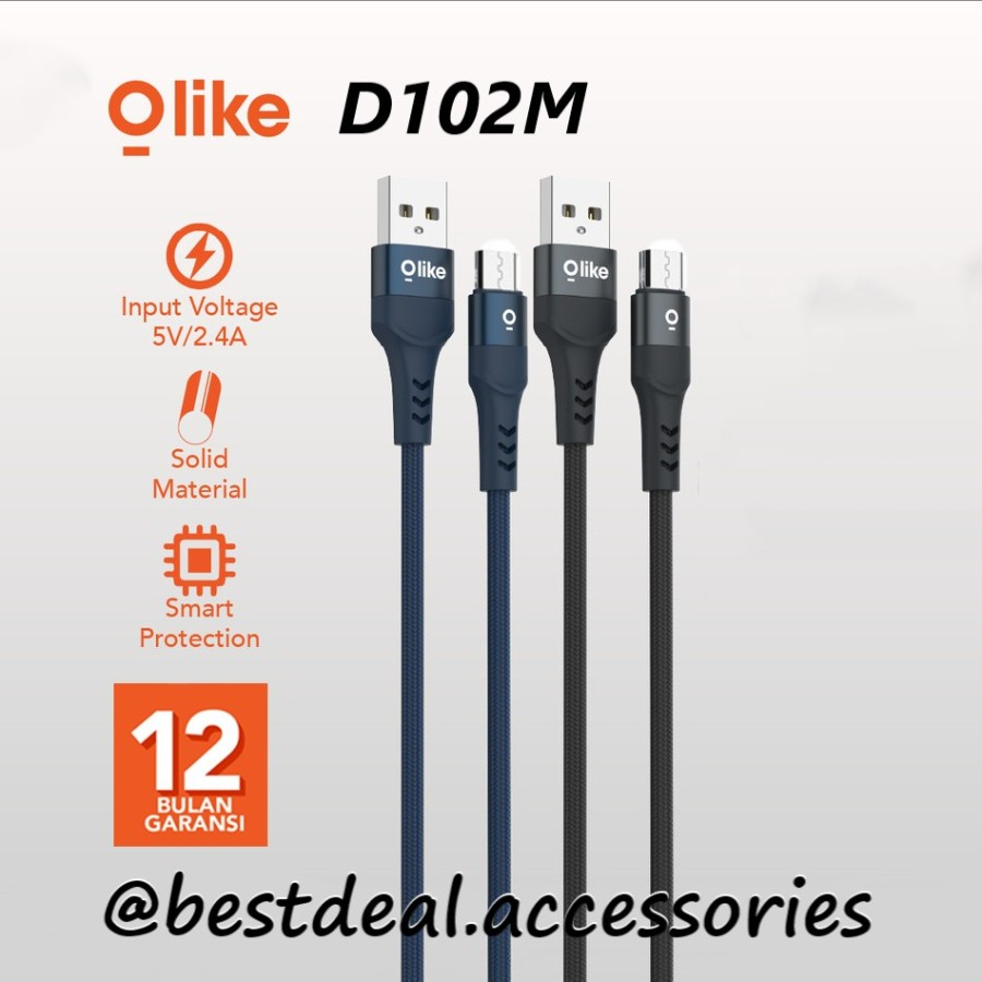 Olike D102M Micro USB Data Cable 1M Braided Fast Charging D102