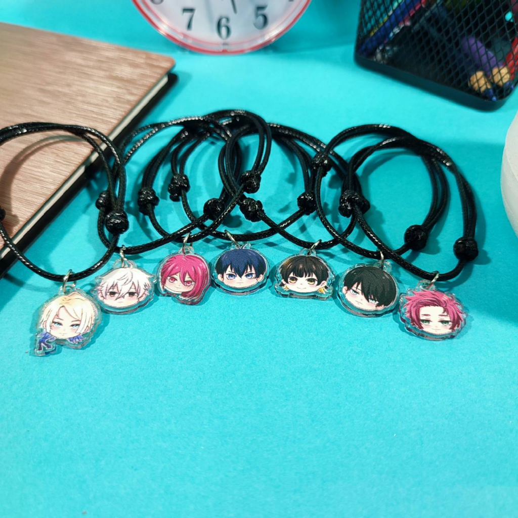 Gantungan Bracelet Anime Blue Lock - สร้อยข้อมือเชือกชาร์มเดี่ยว - รุ่นลิงค์โซ่อะคริลิค Isagi - Bachira - Nagi - Itoshi Rin