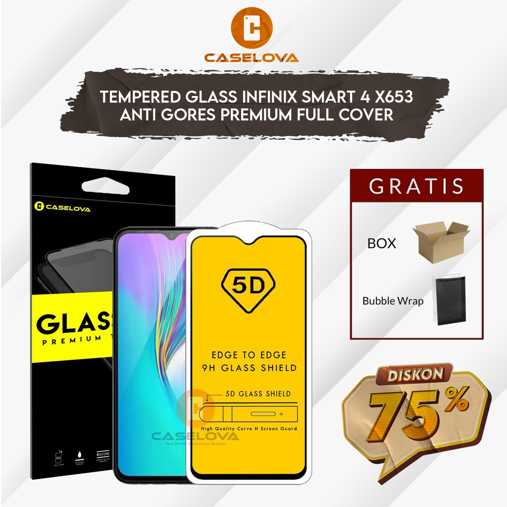 พรีเมี่ยม 5D 6D 9D กระจกนิรภัยเต็มรูปแบบสีสําหรับ Infinix Smart 4 X653 ( 6.6 นิ้ว)