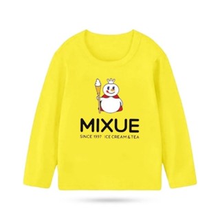 Viral MIXUE เสื้อยืด แขนยาว สําหรับเด็ก 1-12 ปี พร้อมส่ง 10 สี