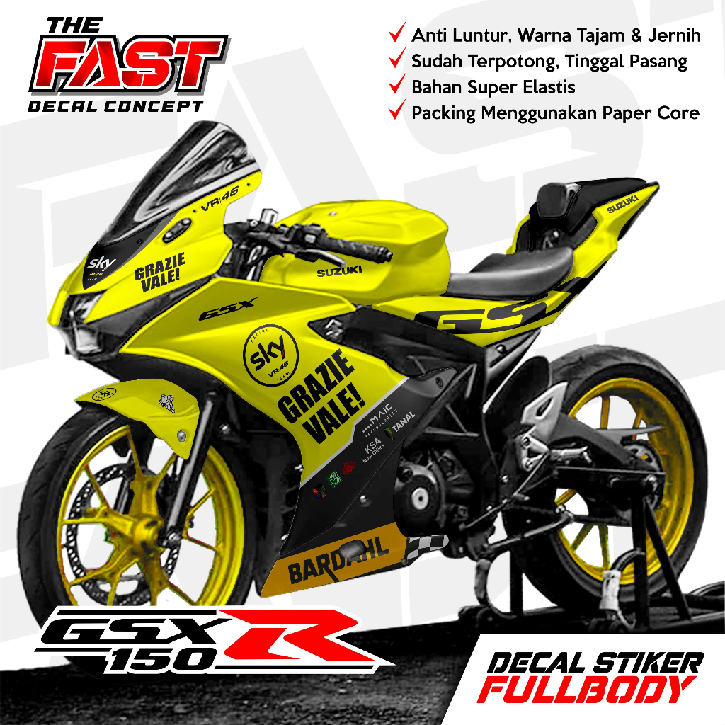 ใหม่ล่าสุดรูปลอก Gsx R150 Full Body สติกเกอร์ Gsx R150 Full Body Decal Gsx 150 Full Body Striping Gs