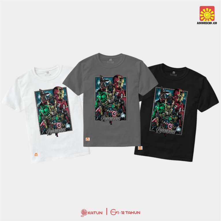 เสื้อยืดเด็ก เสื้อผ้าเด็ก เสื้อเด็กชาย อายุ เสื้อยืด Marvel Avenger XS-XXL Marvel Avenger Series Abb
