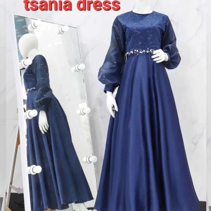 ใหม่ล่าสุด TSANIA BROKEN DRESS GAMIS TILE PEARL COMBI ORGANZA / GAMIS / PARTY MAXIDRESS / GRADUATION GAMIS / FORMAL GAMIS