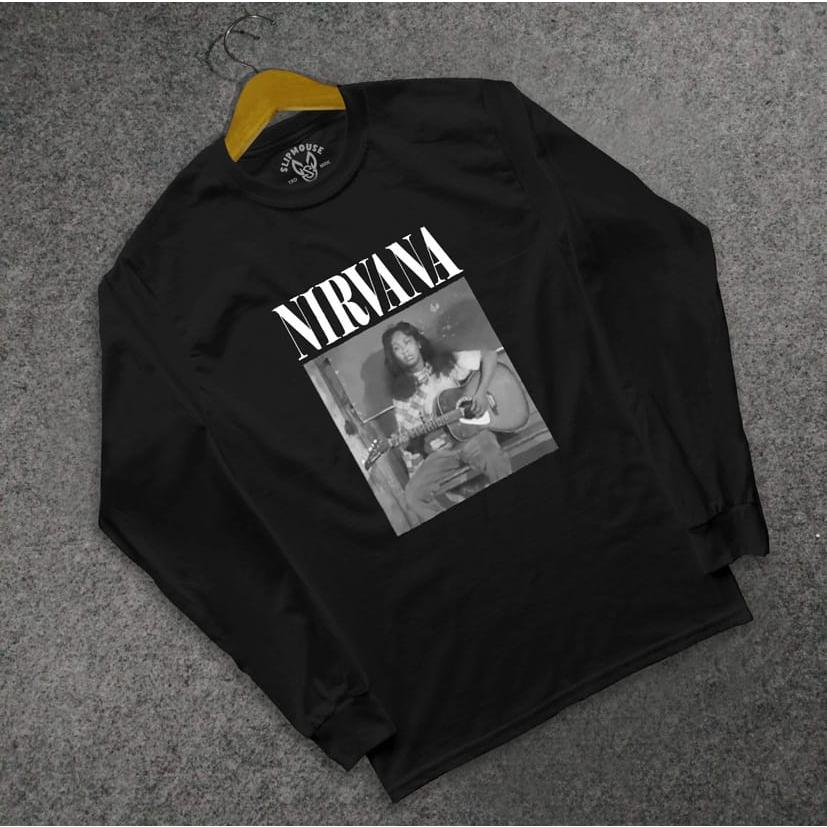 เสื้อยืด distro แขนยาว / เสื้อยืดวง nirvana mandra / เสื้อยืดวงโลหะ nirvana kurt cobin / men& 39;s แ