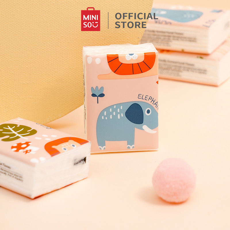 Miniso กระดาษเช็ดหน้า 3 ชั้น Pocket Tissue กระดาษเช็ดหน้านุ่ม 8 แผ่น ปลอดน้ําหอม 18 แพ็ค