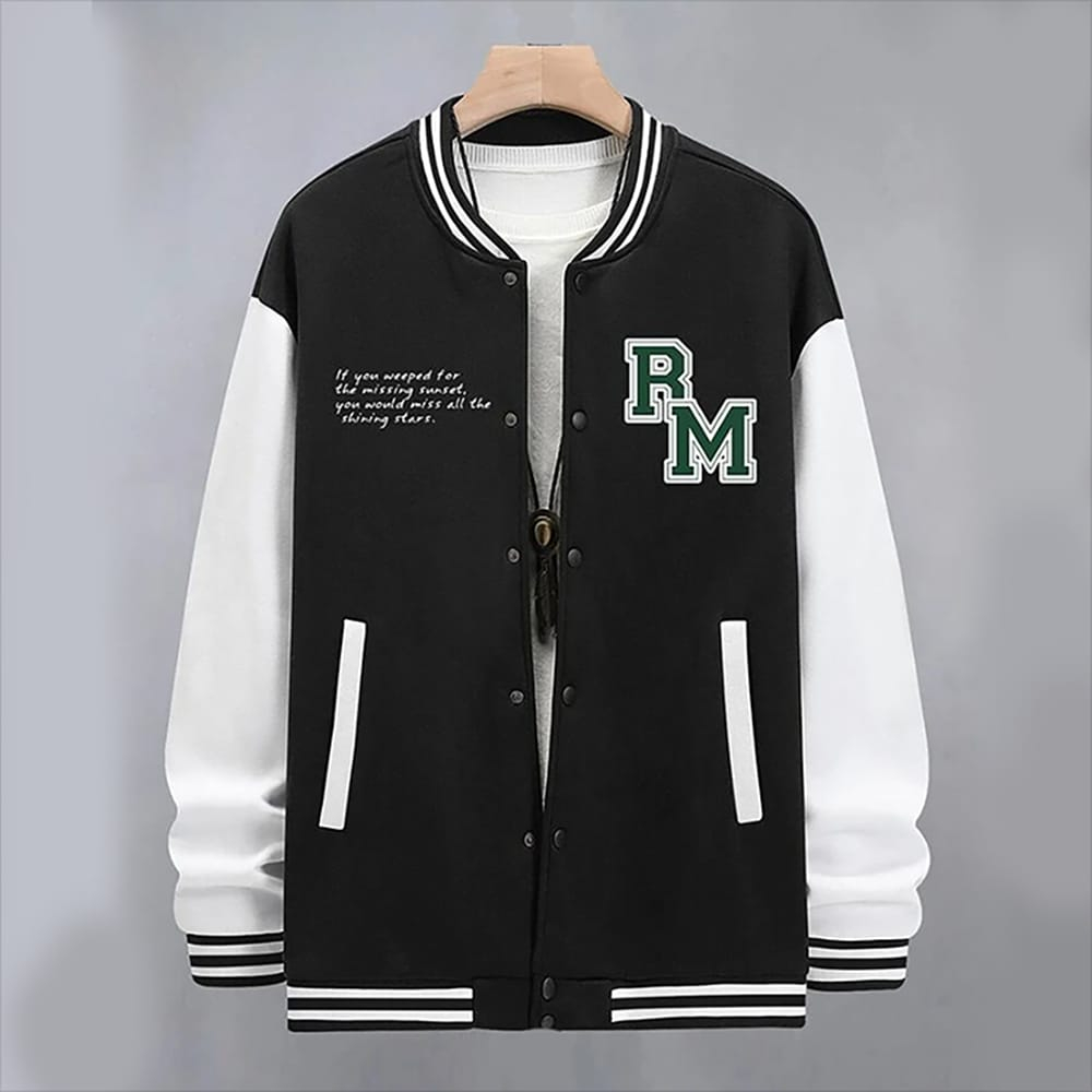Varsity Jacket RM Outerwear ผู้ชายเบสบอล Unisex สไตล์ Cool อินเทรนด์เบสบอลเสื้อแจ็คเก็ตผู้ชายเสื้อแจ