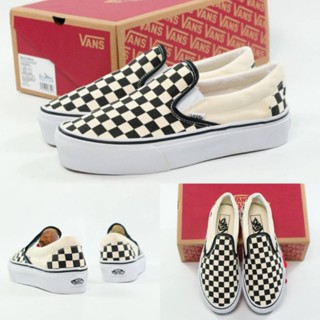 Vans รองเท้าแพลตฟอร์ม กระดานหมากรุก สีดํา สีขาว PERFECT KICK