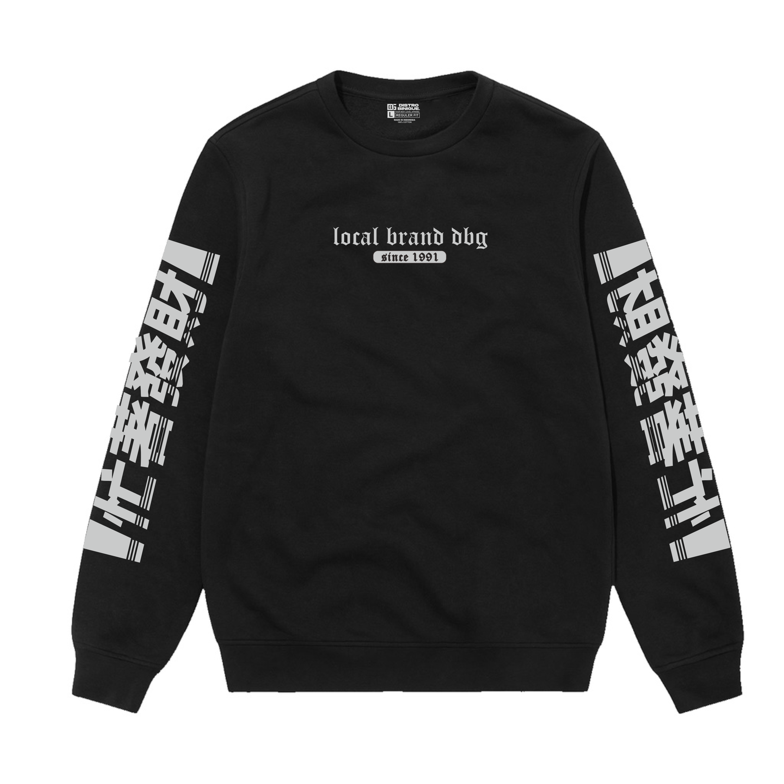 Binigue Sweater Crewneck Basic Fleuralism Sweater Oblong BlackSize L XL XXL (ผู้ชายและผู้หญิง)
