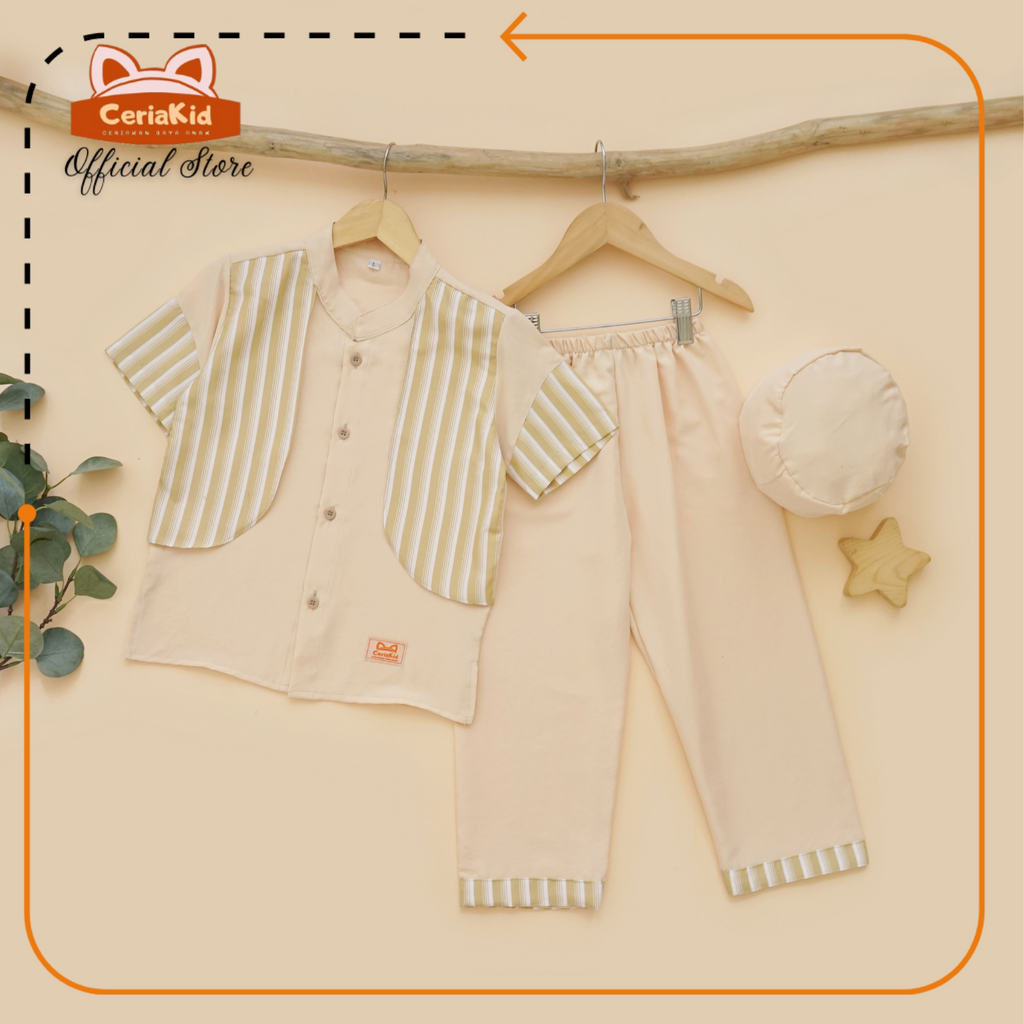 [Ceriakid] Koko Anak One Set เสื้อและกางเกงโบนัส Peci 0 1 2 4 5 6 7 8 9 ปี