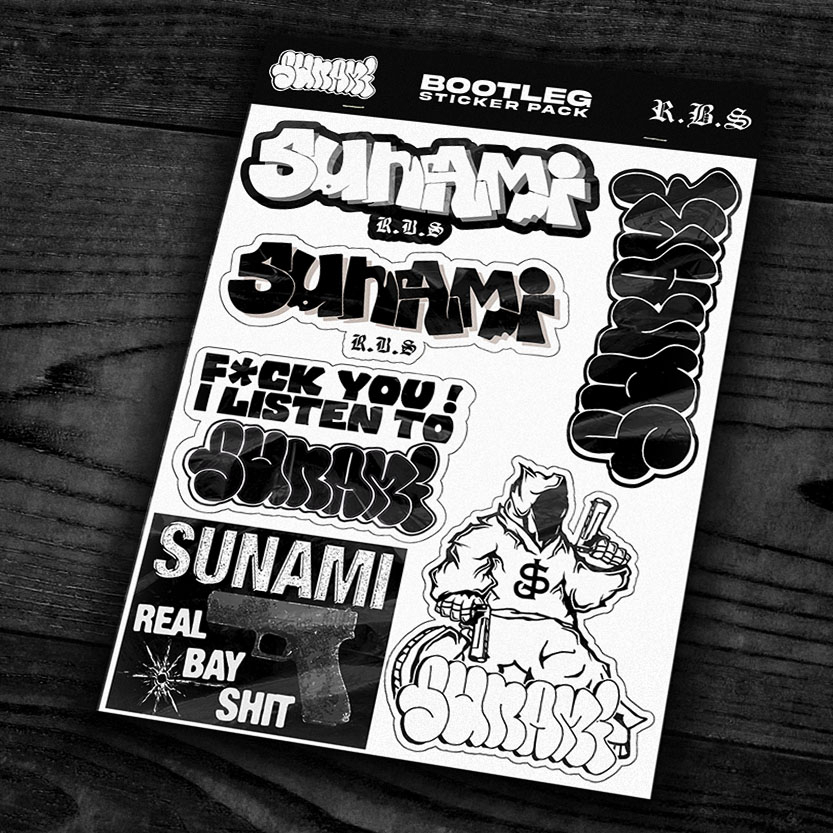 SUNAMI - สติ๊กเกอร์แพ็คแบนด์: SUNAMI / SUNAMI STYLE / RBS / HARDCORE 100% (BOOTLEG)