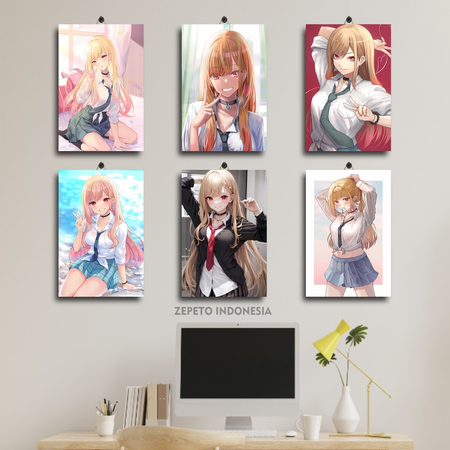 โปสเตอร์ติดผนังไม้ WAIFU SHINJU INUI PICTURE 20X30 / ZEPETO INDONESIA / BEST WAIFU MARIN KITAWA ANIM