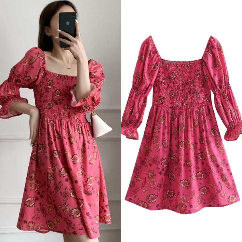 เดรสลายดอกไม้ย้อนยุค 70840