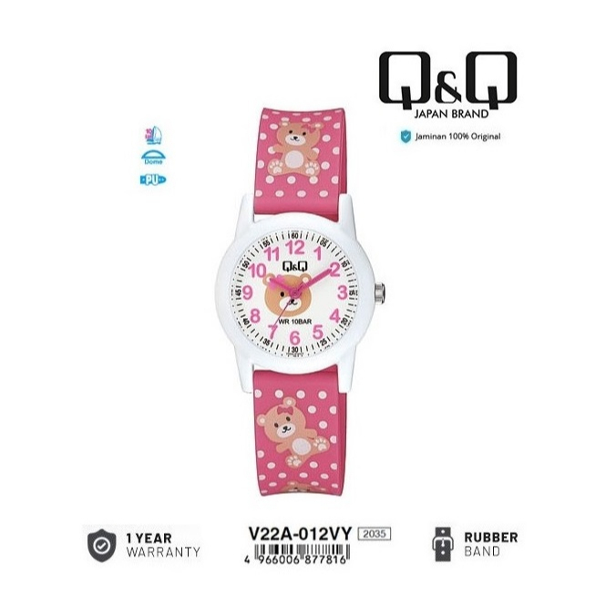 Q&Q QNQ QQ ORIGINAL RUBBER BAND KIDS WATCH CHILDRENS WATCH V22 V22A V22A-012VY