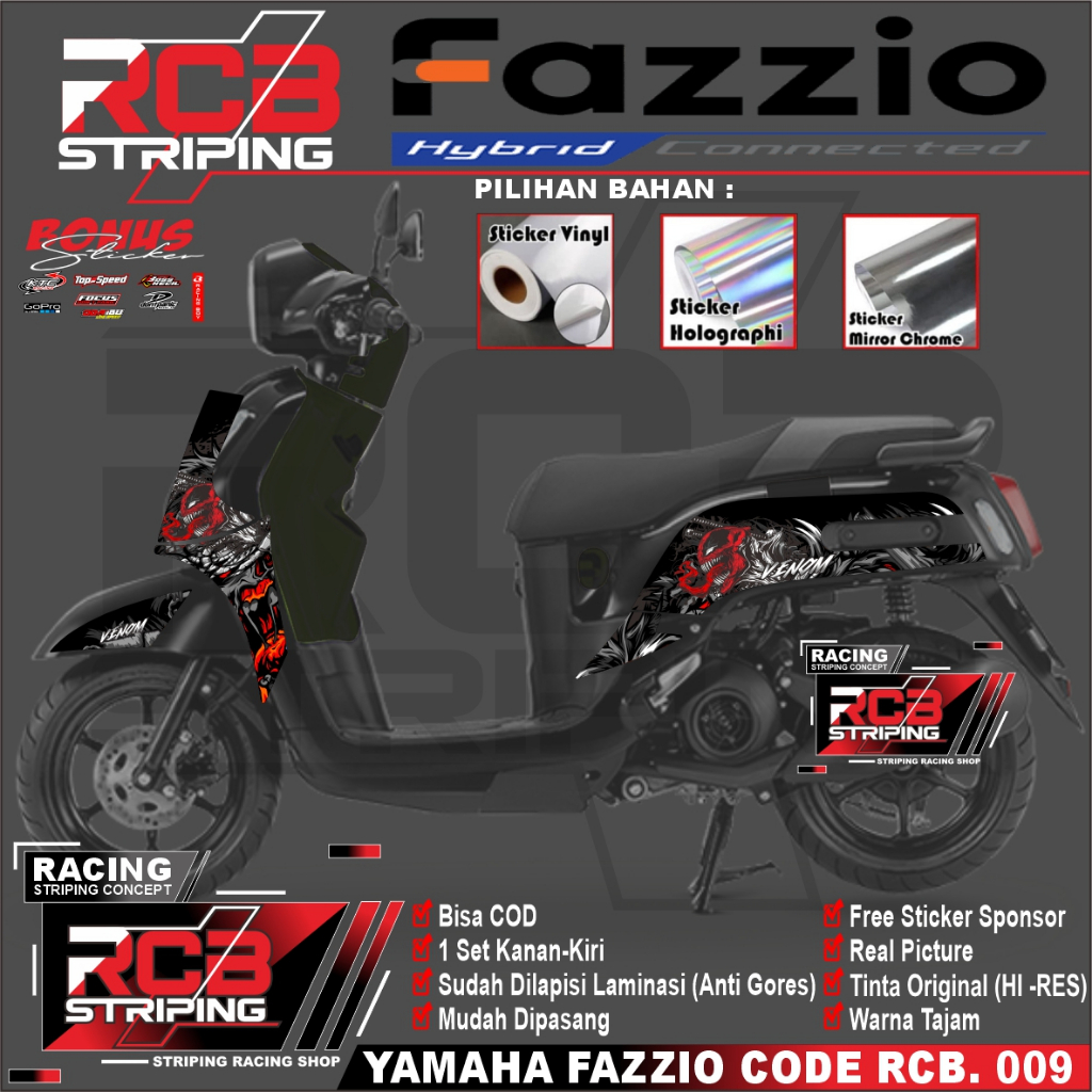 สติกเกอร์ ลอกออกได้ สําหรับ Yamaha Fazzio Yamaha Fazzio Variation RCB 009