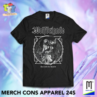 หืม 175 | เสื้อยืด พิมพ์ลาย Wolfbrigade TAG MERCHCONS BAND | ขนาดด้านนอก