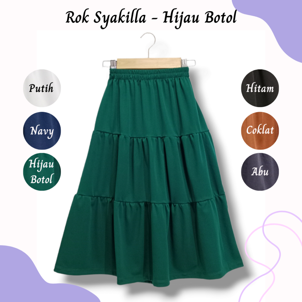 กระโปรง PUTIH Sykella - กระโปรงก้น 3 ชั้น Syari Hijab กระโปรงกว้างสีขาวธรรมดาสําหรับสาววัยรุ่นอายุ 4 ถึง 13 ปียาวกระโปรง Maxi เกาหลี