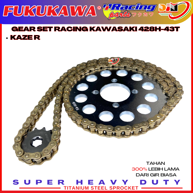 ชุดเกียร์ Racing W175 Kaze R Chain สีทอง SSS รุ่น ยี่ห้อ Fukukawa